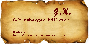 Günsberger Márton névjegykártya